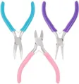 Professional 3-piece jewelry plier set with blue, purple and pink ergonomic handles - Multicolor 3-Piece Set / Three Colors