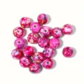 Vista detallada de cuentas de acrílico rosa craquelado de 8-10mm para creación de joyas - 8mm/500g (Aproximadamente 1800 Piezas) / Rosa rojo