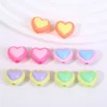Vista detallada de cuentas de corazón de acrílico coloridas para proyectos de joyería DIY - Corazón / 290 Piezas Por 500g