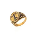 Retro gold stainless steel signet ring featuring Vitruvian Man relief for men - Size 8 / Vitruvian Man Style (RS01) - Gold