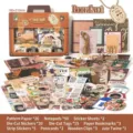 Vintage Book Cafe scrapbook material pack with 120 retro stickers and paper sheets - Book Cafe Corner / 120 Pieces/Pack