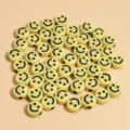 Primer plano de cuentas redondas de acrílico amarillo con cara sonriente para joyería DIY. - 1350 Piezas/Paquete / Amarillo con Negro