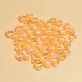 Cuentas de acrílico de corazón amarillo iridiscente 9mm para joyería hecha a mano - 9mm (Aprox. 2700 Piezas) / Naranja