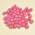Close-up view of 8mm pink AB coated translucent acrylic beads for DIY crafts - 8mm / Rose Red