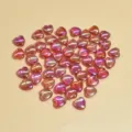 Primer plano de cuentas de acrílico en forma de corazón AB irisado de 9 mm para joyas DIY. - 9mm (Aprox. 2700 Piezas) / Rojo