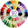 Juego de 50 madejas de hilo de bordar de colores vibrantes para punto de cruz - 50 Piezas / 50 Colores