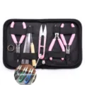 Kit de 8 outils de bijouterie avec pinces à manches roses et pochette de transport noire - Ensemble de 8 Pièces / Rose