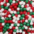 Cuentas redondas de acrílico rojo verde y blanco con agujeros para joyería navideña DIY - 6mm / 3200 Piezas/Paquete / Colores de Navidad