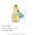 Detailed view of summer beach style stainless steel bottle charm with dimensions - Drift Bottle Style (XJ11)