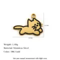 Detailed view of gold cat enamel pendant for DIY jewelry making - Cartoon Cat Style (XJ12)