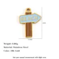 Detail view of a high-quality 18K gold stainless steel beach sign pendant with blue enamel. - BEACH Sign Style (XJ13)