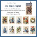 Ice Blue Night Christmas embossed material paper set featuring 10 unique holiday designs - 10 Sheets Set / Ice blue holy night