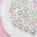 Cuentas redondas de acrílico AB iridiscentes de 8 mm para joyería DIY y cadenas de móvil - 500g/1800 piezas/paquete / Blanco / 8mm
