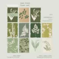 Botanical silhouette scrapbook paper, Green Shadow series, 20 sheets for journaling. - Pack of 20 / Green Shadow Leaves