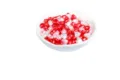 Cuentas de imitación de perlas de 9 mm con forma de corazón rojo y rosa para joyas - Colores de San Valentín / 2500 Piezas/Paquete (Aprox. 500g) / Mezcla de Rojo Rosa y Blanco