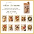 Gilded Christmas relief embossed textured material paper set with 10 vintage designs - 10 Sheets Set / Gilded Christmas