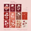 Floral silhouette material paper for journaling, red flower shadow series, 20 sheets - Pack of 20 / Red Shadow Habitat