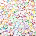 Cuentas acrílicas redondas 4x7mm con diseños de estrellas y lunas para hacer bisutería - Paquete de 500g / Blanco