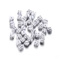 Cuentas de dados de acrílico blanco de 9 mm con puntos negros para joyería DIY - 1000 Piezas/500g / Base Blanca Lazo Negro