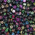 Cuentas de acrílico negro 4x7mm con motivos de estrellas y lunas de colores para DIY - Paquete de 500g / Negro
