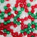 Perlas de imitación de acrílico rojo, verde y blanco para la creación de joyas DIY - 4mm/500g / Rojo Blanco Verde
