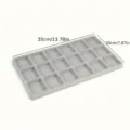 Tablero de diseño de cuentas flocado gris con 18 compartimentos para joyas, 35x20cm - 35x20cm / Bandeja de 18 Rejillas para Cuentas