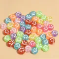Cuentas redondas de acrílico con cara sonriente de 10 mm para hacer joyas y manualidades - 1350 Piezas/Paquete / Blanco Claro