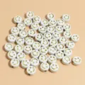 Cuentas de carita sonriente de acrílico blanco de 10mm para joyas DIY - 1350 Piezas/Paquete / Blanco con Dorado