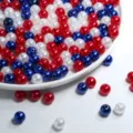 Cuentas espaciadoras de perlas acrílicas rojas blancas azules para joyería hecha a mano - 4mm/500g / Azul Blanco Rojo