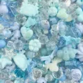 50g cuentas de acrílico mezcladas azul claro y verde menta para joyería artesanal DIY - Peso 50g / Azul