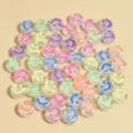 Cuentas redondas de acrílico smiley de 10mm, ideales para crear pulseras y joyas artesanales DIY. - 1350 Piezas/Paquete / Claro Luminoso