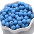 Lebendige 8mm mattblaue Acryl-Gummiteperlen für DIY handgefertigte Armbänder und Schmuck - 500g/1800 Stück / Seeblau
