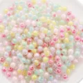 Cuentas redondas de acrílico macarrón de 8mm estilo perla en perla para DIY - AB Aurora Mezclado
