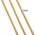 Primer plano de collar de cadena de trigo de acero inoxidable dorado de 3 mm de ancho - 3mm*45cm / Dorado