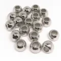 Detailed macro view of silver metallic large hole CCB beads for DIY jewelry making crafts - 500g/Pack (6mm Large Hole) / Silver