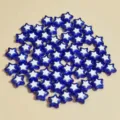 Vista detallada de cuentas de estrella de acrílico azul y blanco de 8 mm para DIY - Azul zafiro