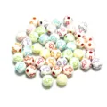 Cuentas redondas de acrílico blanco de 8 mm con patrones de cruz de colores para DIY - 8mm (500g/Aprox. 1800 Pcs) / Base Blanca Letra Colorida