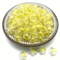 Primer plano detallado de cuentas de acrílico con forma de flor amarilla de 12 mm DIY. - 12mm (900 Piezas) / Naranja brillante
