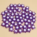 Detalle de cuentas de estrella de acrílico morado y blanco de 8 mm para joyería y manualidades. - Púrpura