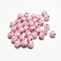 Perles en acrylique rose 8mm avec motifs de croix d'argent pour bijoux DIY - Rose avec Croix Argentée