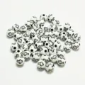 Cuentas redondas de acrílico blanco de 8 mm con patrón de cruz negra para joyería DIY - 8mm (500g/Aprox. 1800 Pcs) / Base Blanca Línea Negra