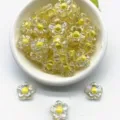 Cuentas de acrílico con forma de flor amarilla de 12 mm con acabado AB para joyería DIY - 12mm (900 Piezas) / Amarillo tierno