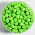 Cuentas sueltas redondas de 12 mm verde lima mate engomado para joyería y manualidades DIY - 8mm aprox. 1800 Piezas (500g) / Verde