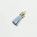 Premium hellblauer Wildlederquast mit silberner Metallkappe für DIY Schmuckzubehör - 10 Stück/Packung (3*1cm) / Hellblau