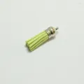 Kleiner hellgrüner Wildleder-Leder-Quastenanhänger mit silberner Metallkappe für DIY-Schmuck - 10 Stück/Packung (3*1cm) / Dunkelgrün