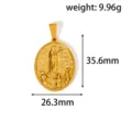 Dimensioni dettagliate del ciondolo in acciaio inossidabile dorato con rilievo Maria - Rilievo Vergine Maria (TY06) / Oro
