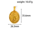 Macro detail of gold dragon relief pendant showing 35.6mm x 26.3mm dimensions - Flying Dragon Round Style (YT299) Pendant Only / Gold
