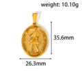 Gold-plated stainless steel Virgin Mary relief pendant with dimensions 35.6mm x 26.3mm - Virgin Mary Relief (TY10) / Gold