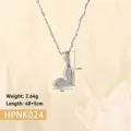 Detailed close-up of a silver heart-shaped stainless steel pendant necklace showing dimensions. - Heart Shape (HPNK024) / Steel
