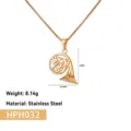 Vue détaillée du pendentif cor français en acier inoxydable plaqué or 18 carats - Pendentif Cor d'Harmonie Seul (Sans Chaîne) (HPH032) / Or